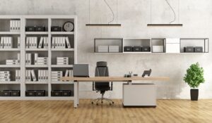Picture of an organized home office.