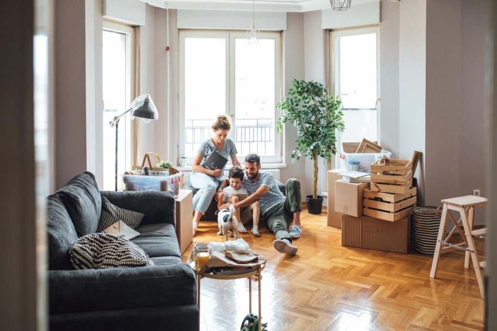 Picture of a family home that is being packed up for moving. 